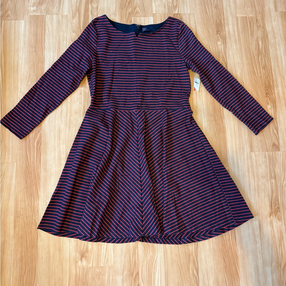NWT Gap Quarter Sleeve Striped Dress - Navy and Red